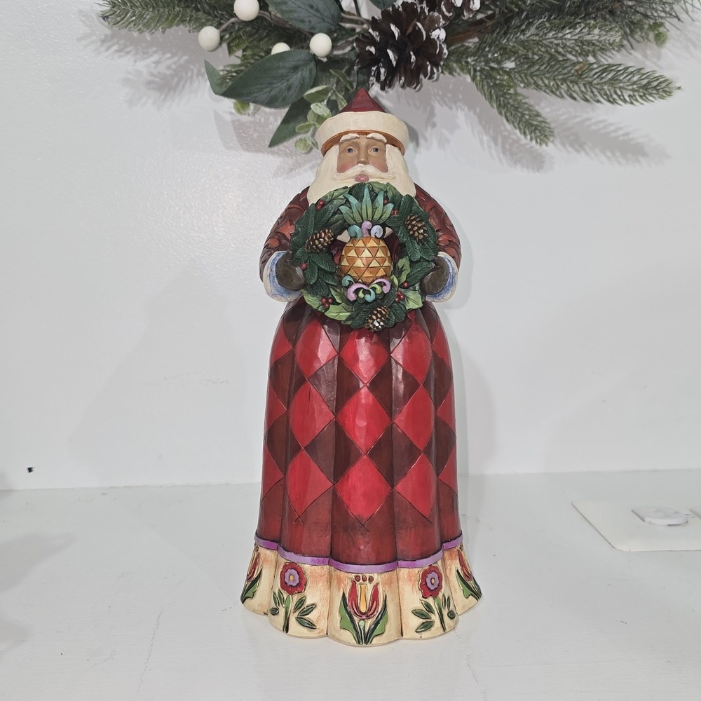 Jim Shore "A Holiday Welcome" Santa With Pineapple Figurine 4015134 Enesco W Box